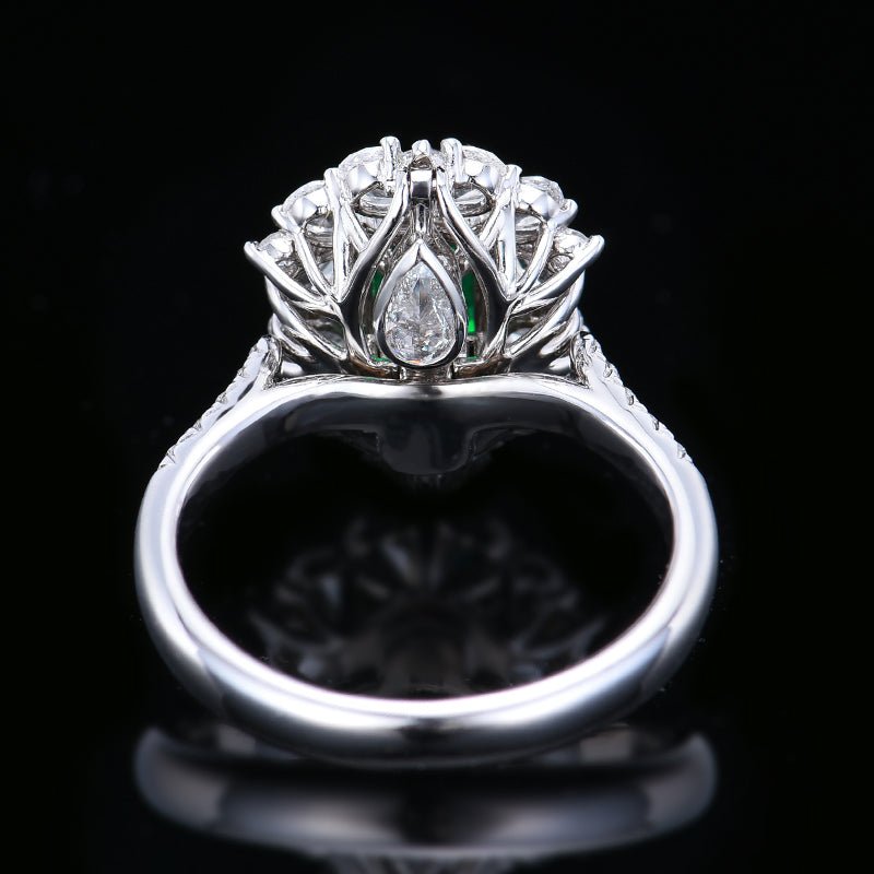 Zambia natural emerald ring/pendant, dual purpose - Lotus Diamond