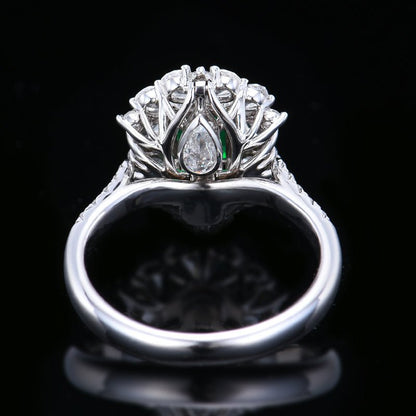 Zambia natural emerald ring/pendant, dual purpose - Lotus Diamond