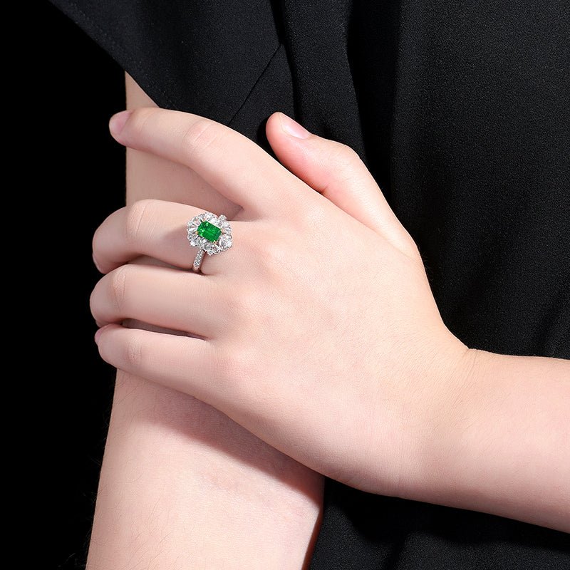 Zambia natural emerald ring/pendant, dual purpose - Lotus Diamond