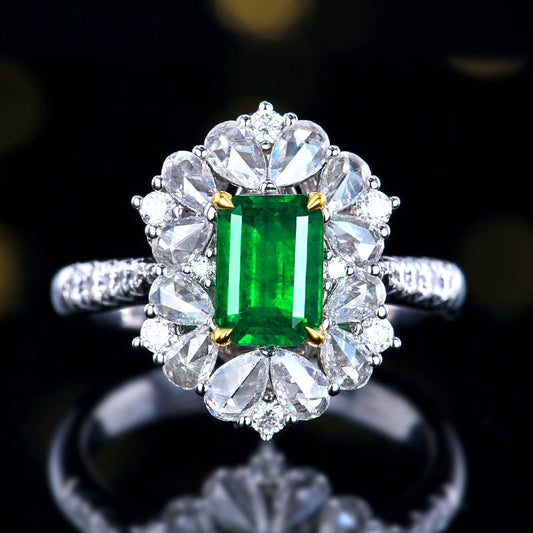 Zambia natural emerald ring/pendant, dual purpose - Lotus Diamond