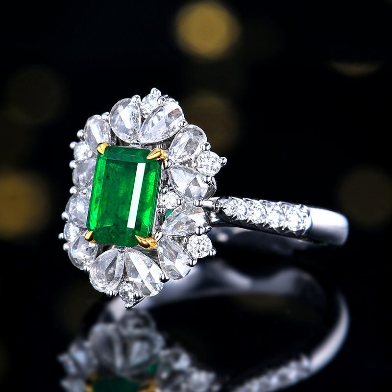 Zambia natural emerald ring/pendant, dual purpose - Lotus Diamond