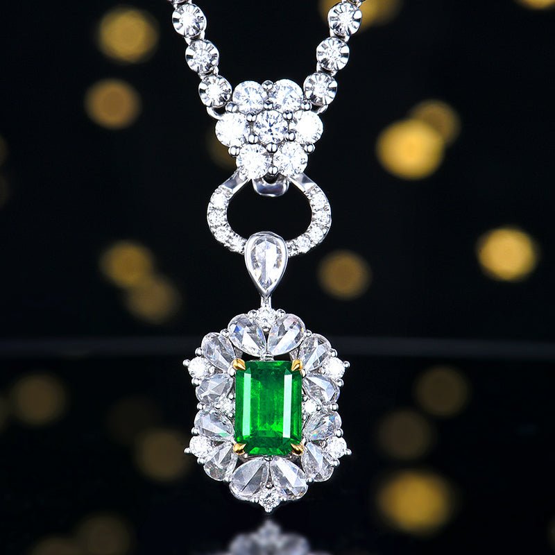 Zambia natural emerald ring/pendant, dual purpose - Lotus Diamond