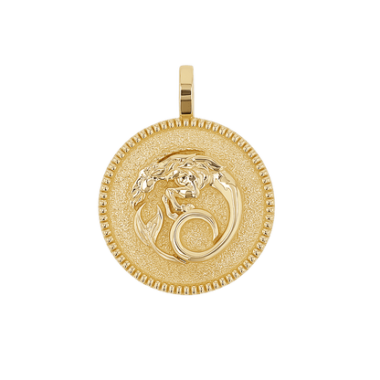 Zodiac Coin Medallion Charm - Lotus Diamond