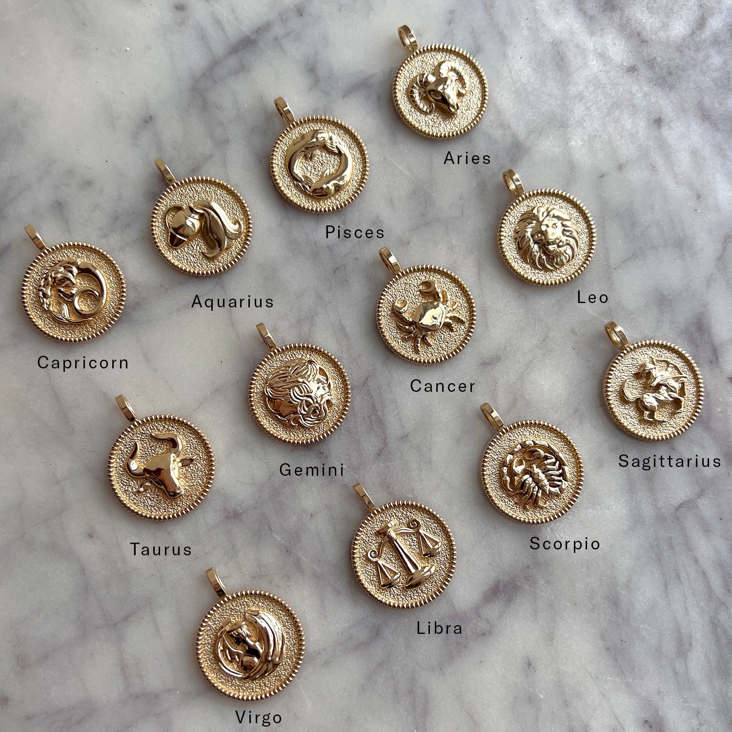 Zodiac Coin Medallion Charm - Lotus Diamond