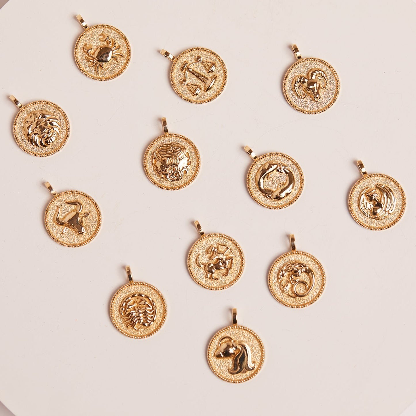 Zodiac Coin Medallion Charm - Lotus Diamond