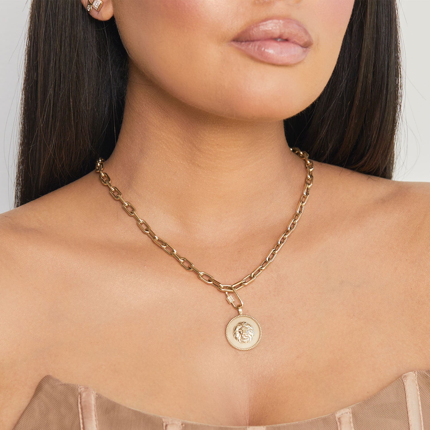 Zodiac Coin Medallion Charm - Lotus Diamond