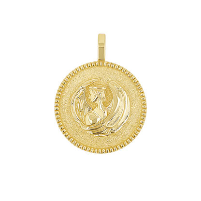Zodiac Coin Medallion Charm - Lotus Diamond