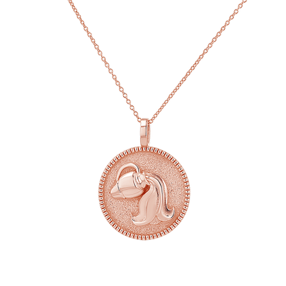 Zodiac Coin Medallion Necklace - Lotus Diamond