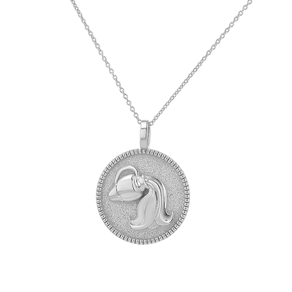 Zodiac Coin Medallion Necklace - Lotus Diamond