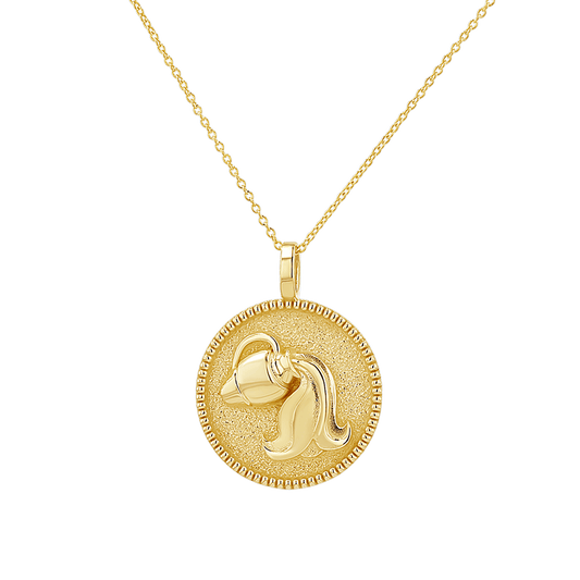 Zodiac Coin Medallion Necklace - Lotus Diamond