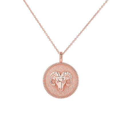 Zodiac Coin Medallion Necklace - Lotus Diamond