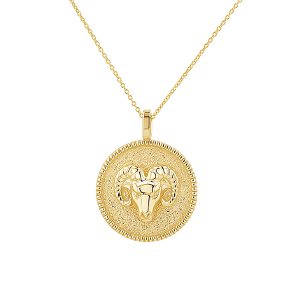 Zodiac Coin Medallion Necklace - Lotus Diamond