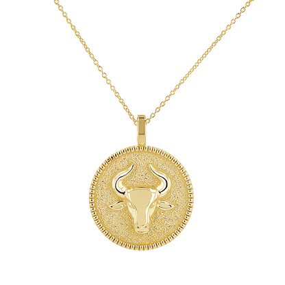 Zodiac Coin Medallion Necklace - Lotus Diamond