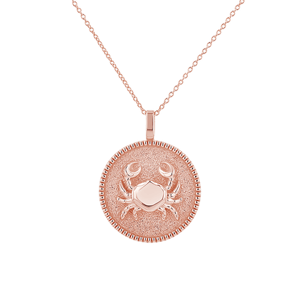 Zodiac Coin Medallion Necklace - Lotus Diamond