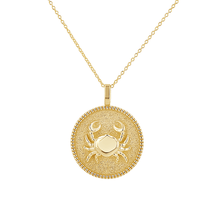 Zodiac Coin Medallion Necklace - Lotus Diamond
