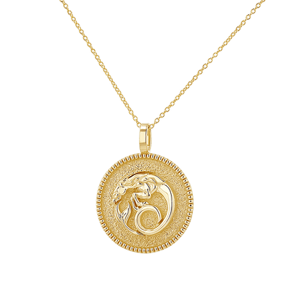 Zodiac Coin Medallion Necklace - Lotus Diamond