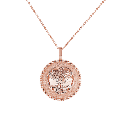 Zodiac Coin Medallion Necklace - Lotus Diamond