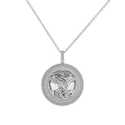 Zodiac Coin Medallion Necklace - Lotus Diamond
