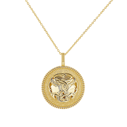 Zodiac Coin Medallion Necklace - Lotus Diamond