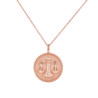 Zodiac Coin Medallion Necklace - Lotus Diamond
