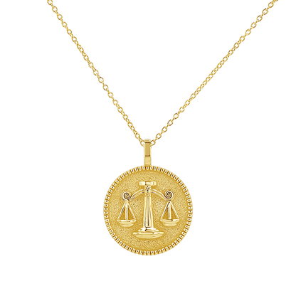 Zodiac Coin Medallion Necklace - Lotus Diamond
