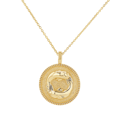 Zodiac Coin Medallion Necklace - Lotus Diamond