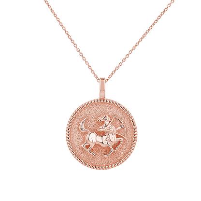 Zodiac Coin Medallion Necklace - Lotus Diamond