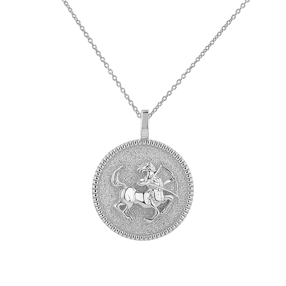Zodiac Coin Medallion Necklace - Lotus Diamond