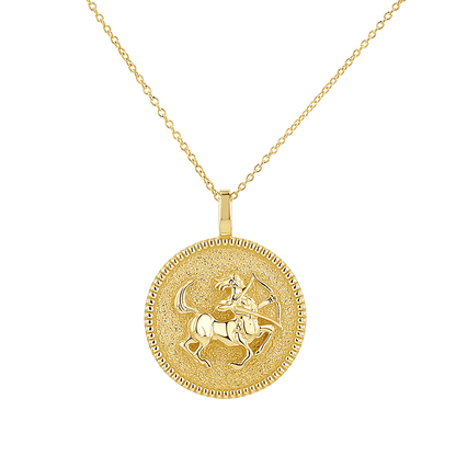 Zodiac Coin Medallion Necklace - Lotus Diamond
