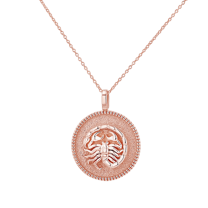 Zodiac Coin Medallion Necklace - Lotus Diamond