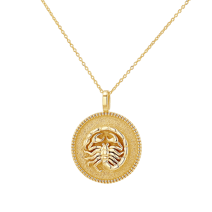 Zodiac Coin Medallion Necklace - Lotus Diamond