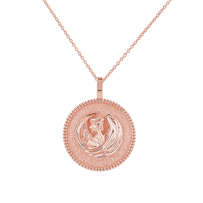 Zodiac Coin Medallion Necklace - Lotus Diamond