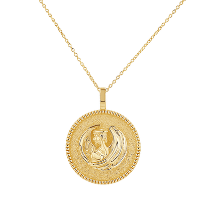 Zodiac Coin Medallion Necklace - Lotus Diamond