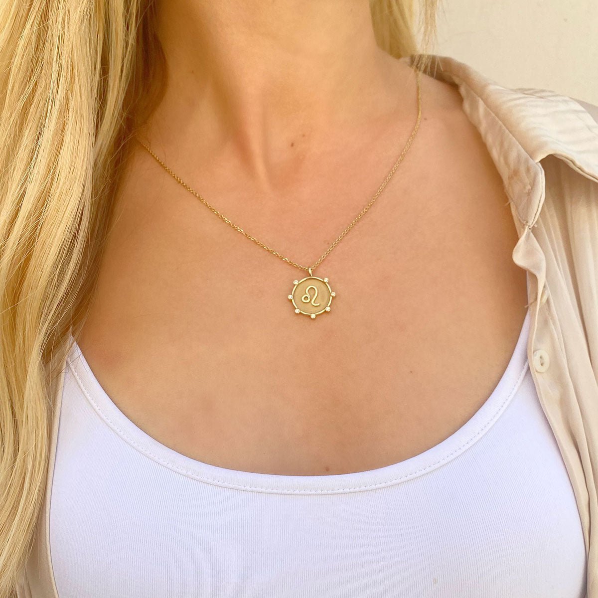 Zodiac Medallion Charm - Lotus Diamond
