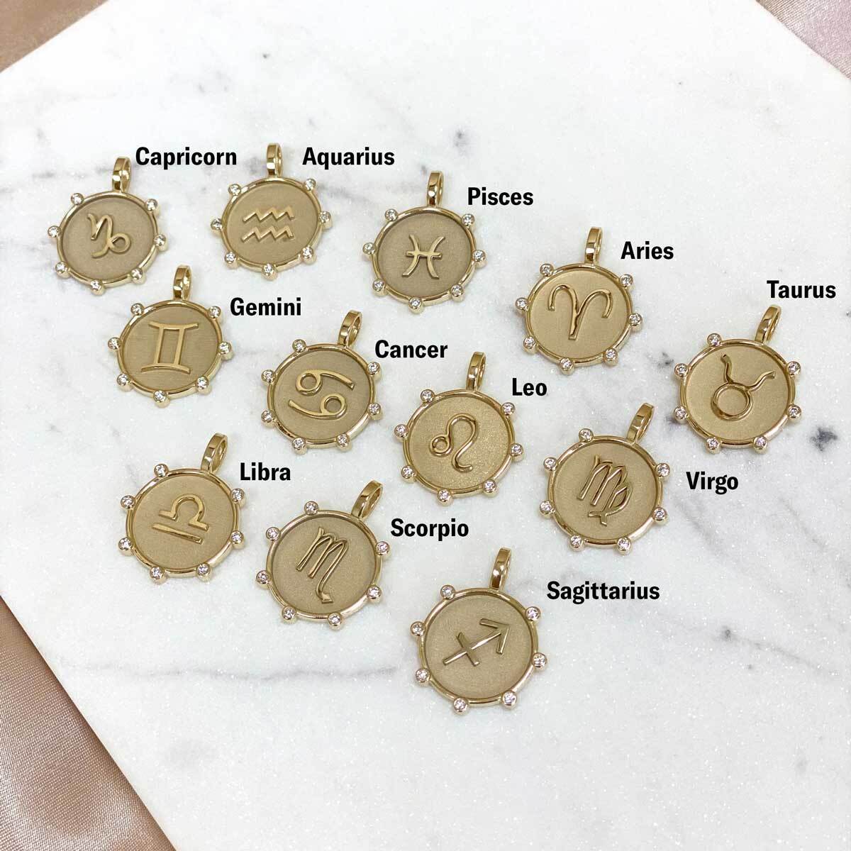 Zodiac Medallion Charm - Lotus Diamond