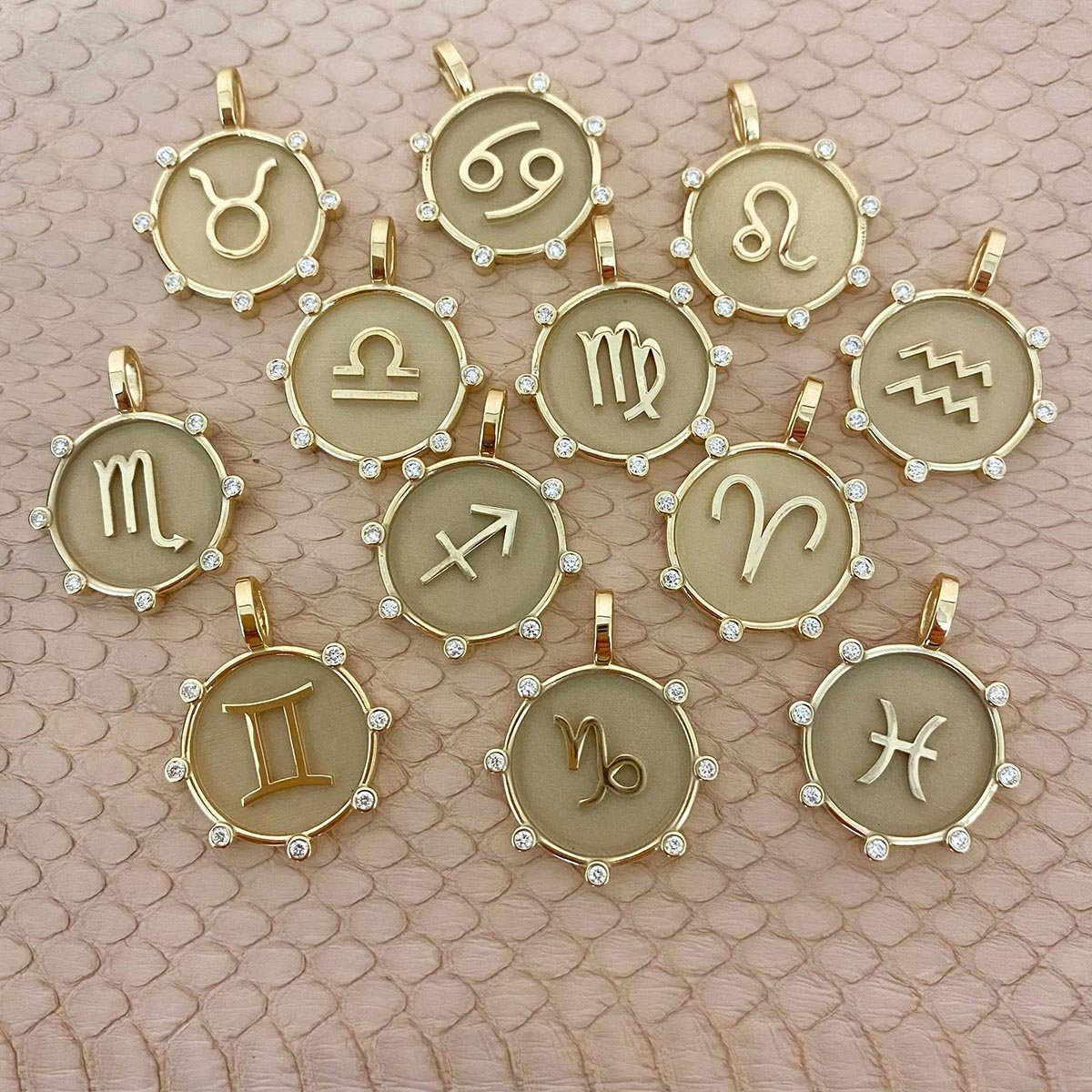 Zodiac Medallion Charm - Lotus Diamond