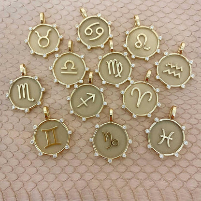 Zodiac Medallion Charm - Lotus Diamond