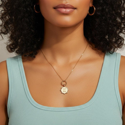 Zodiac Medallion Charm - Lotus Diamond
