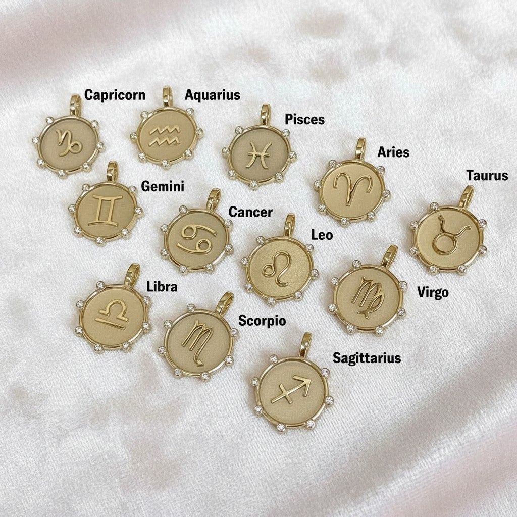 Zodiac Medallion Charm - Lotus Diamond