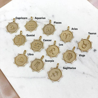 Zodiac Medallion Necklace - Lotus Diamond