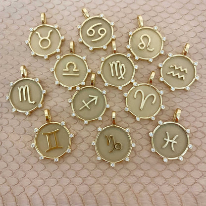 Zodiac Medallion Necklace - Lotus Diamond
