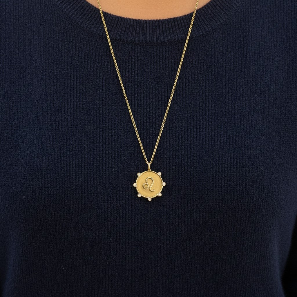 Zodiac Medallion Necklace - Lotus Diamond