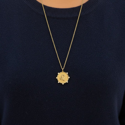 Zodiac Medallion Necklace - Lotus Diamond