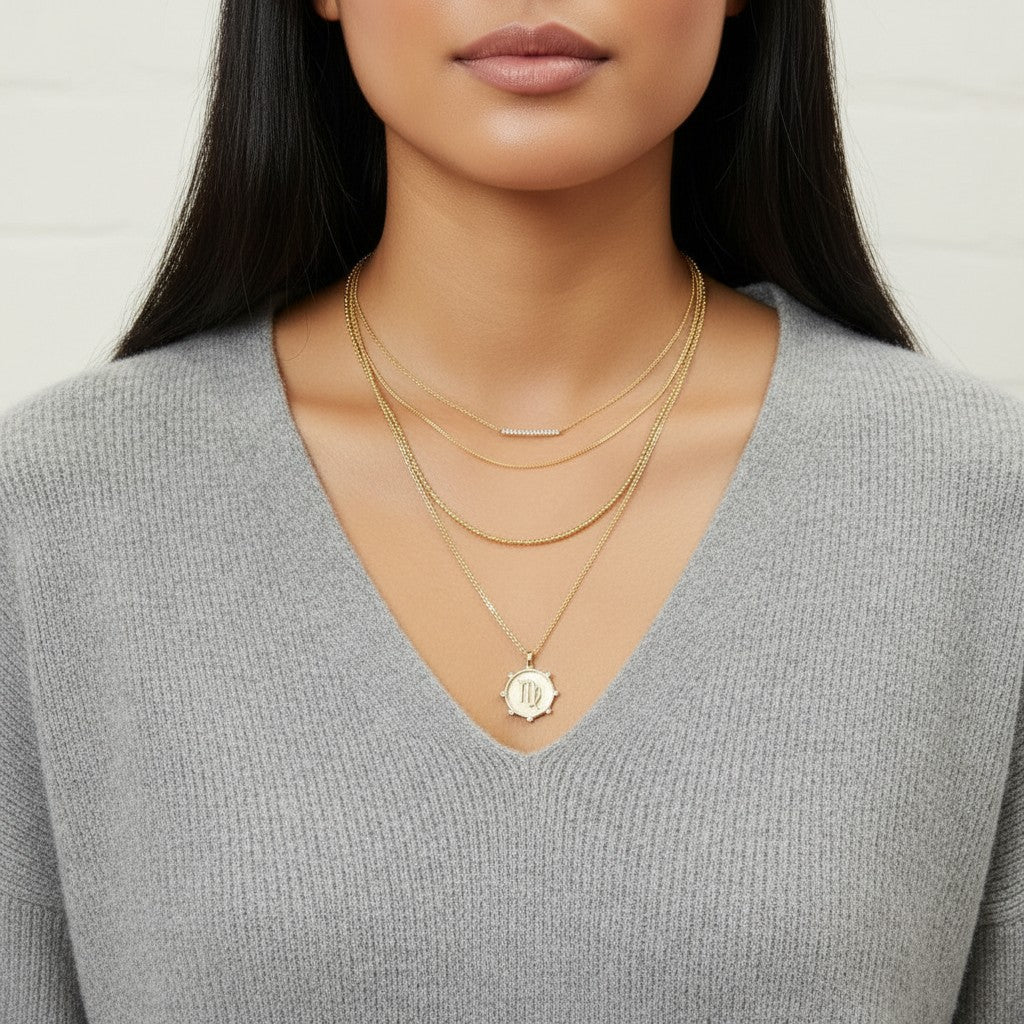 Zodiac Medallion Necklace - Lotus Diamond