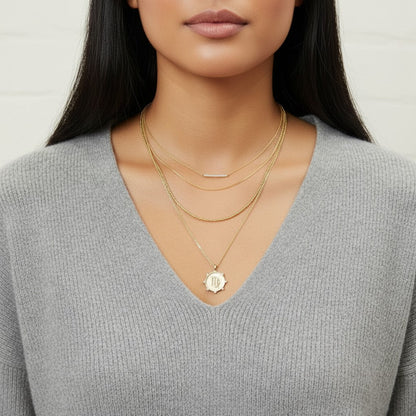 Zodiac Medallion Necklace - Lotus Diamond