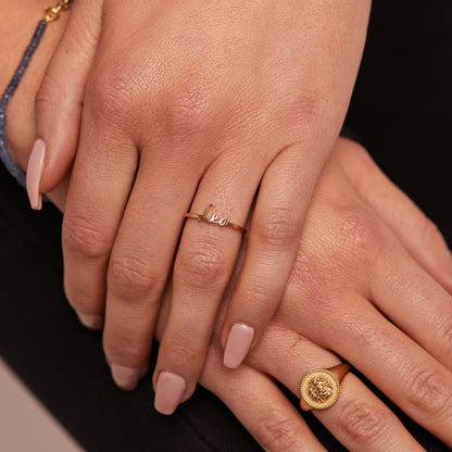 Zodiac Script Ring - Lotus Diamond