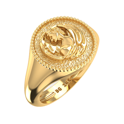 Zodiac Signet Ring - Lotus Diamond