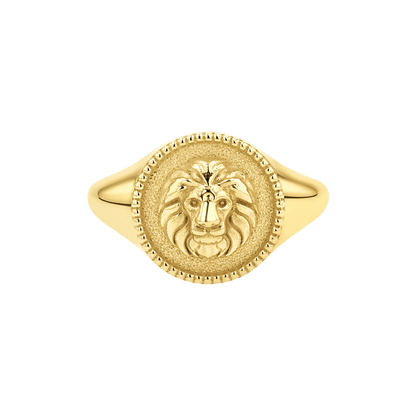 Zodiac Signet Ring - Lotus Diamond