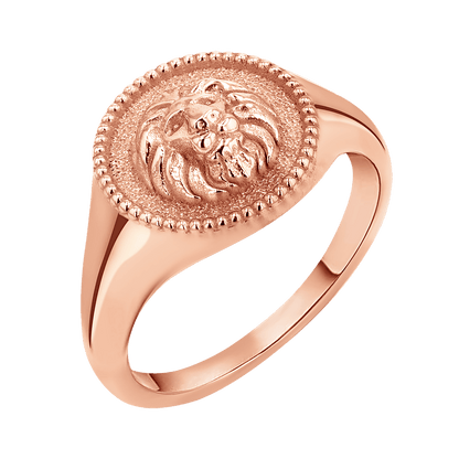 Zodiac Signet Ring - Lotus Diamond