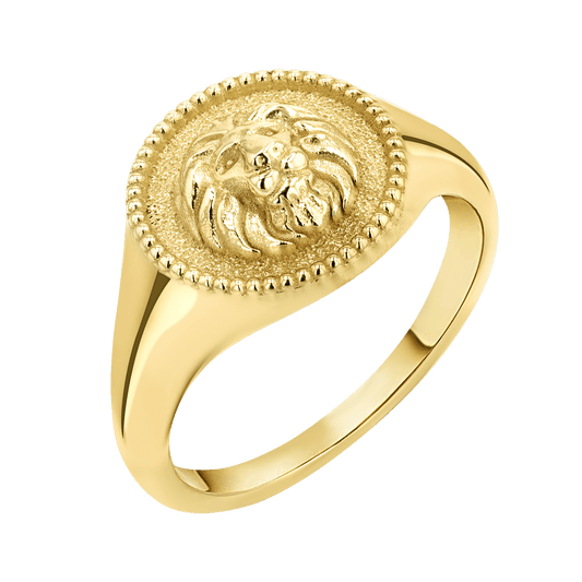 Zodiac Signet Ring - Lotus Diamond